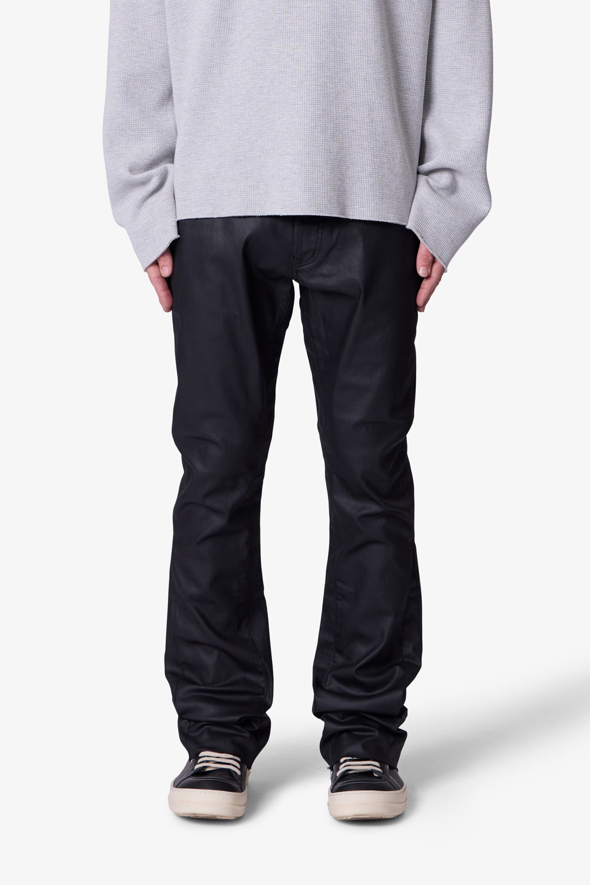 B447 Waxed Flare Denim - Black