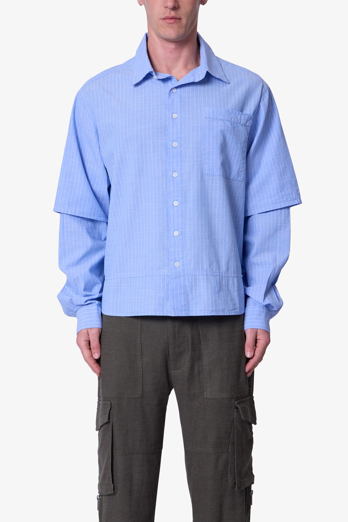 Chambray Double Layer Shirt - Blue