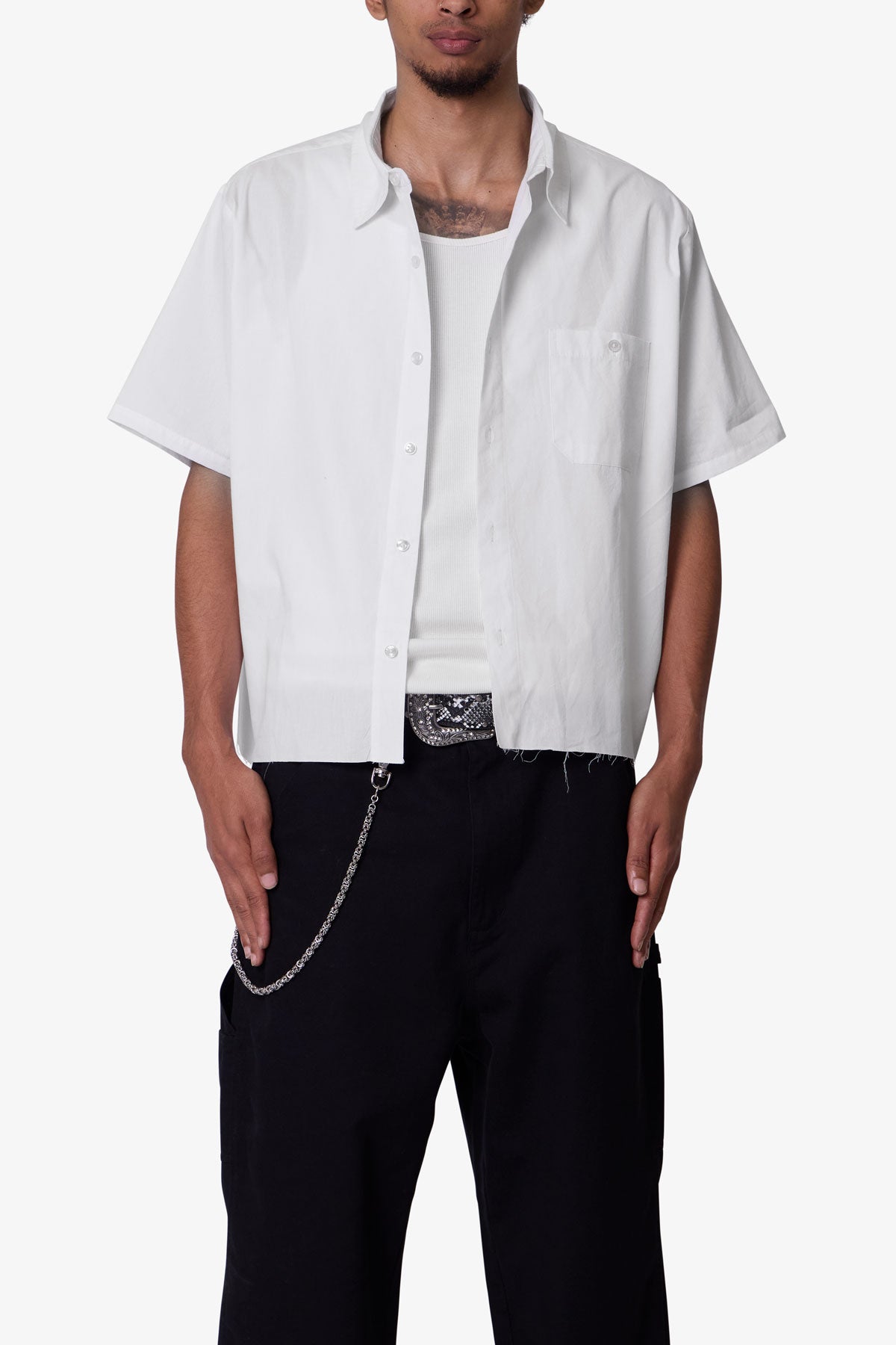 Poplin Cropped S/S Shirt - White